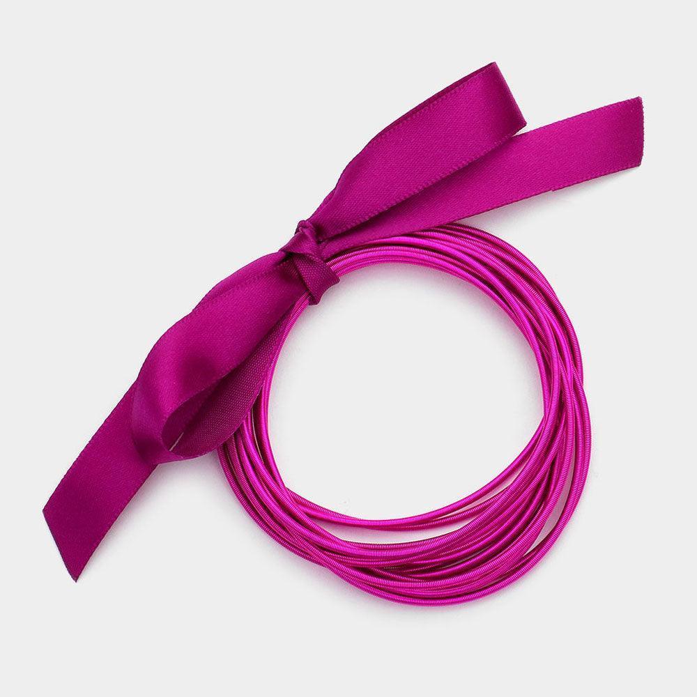 Fuchsia 15PCS - Guitar String Stackable Stretch Bracelets - Jewelry Store by Erik Rayo
