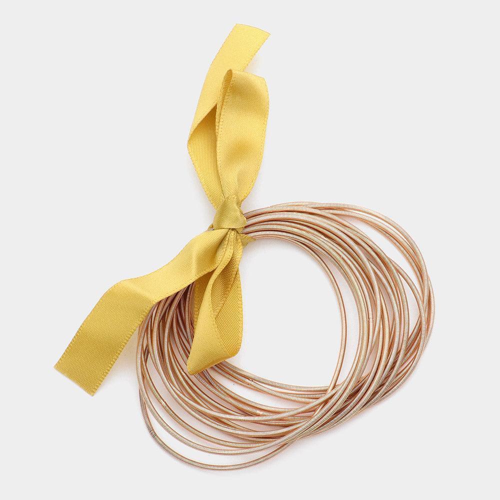 Gold 15PCS Guitar String Stackable Stretch Bracelets - Jewelry Store by Erik Rayo