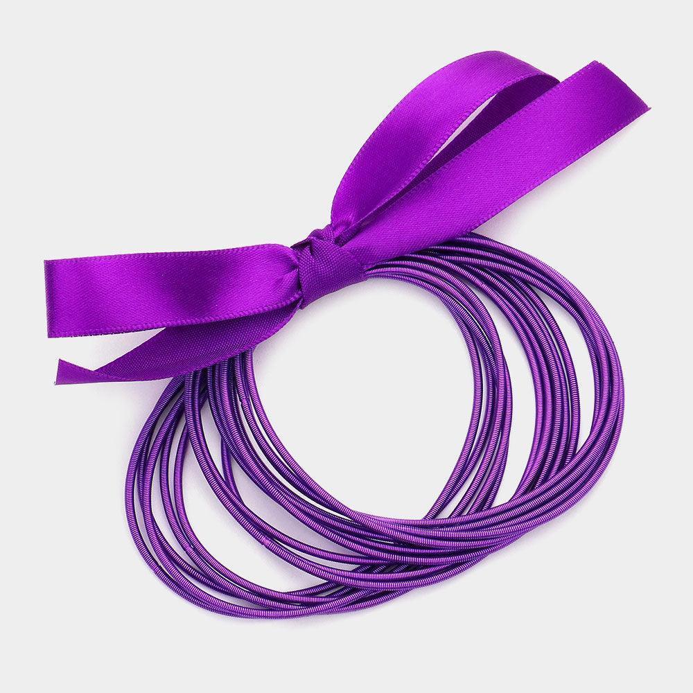 Purple 15PCS - Guitar String Stackable Stretch Bracelets - Jewelry Store by Erik Rayo