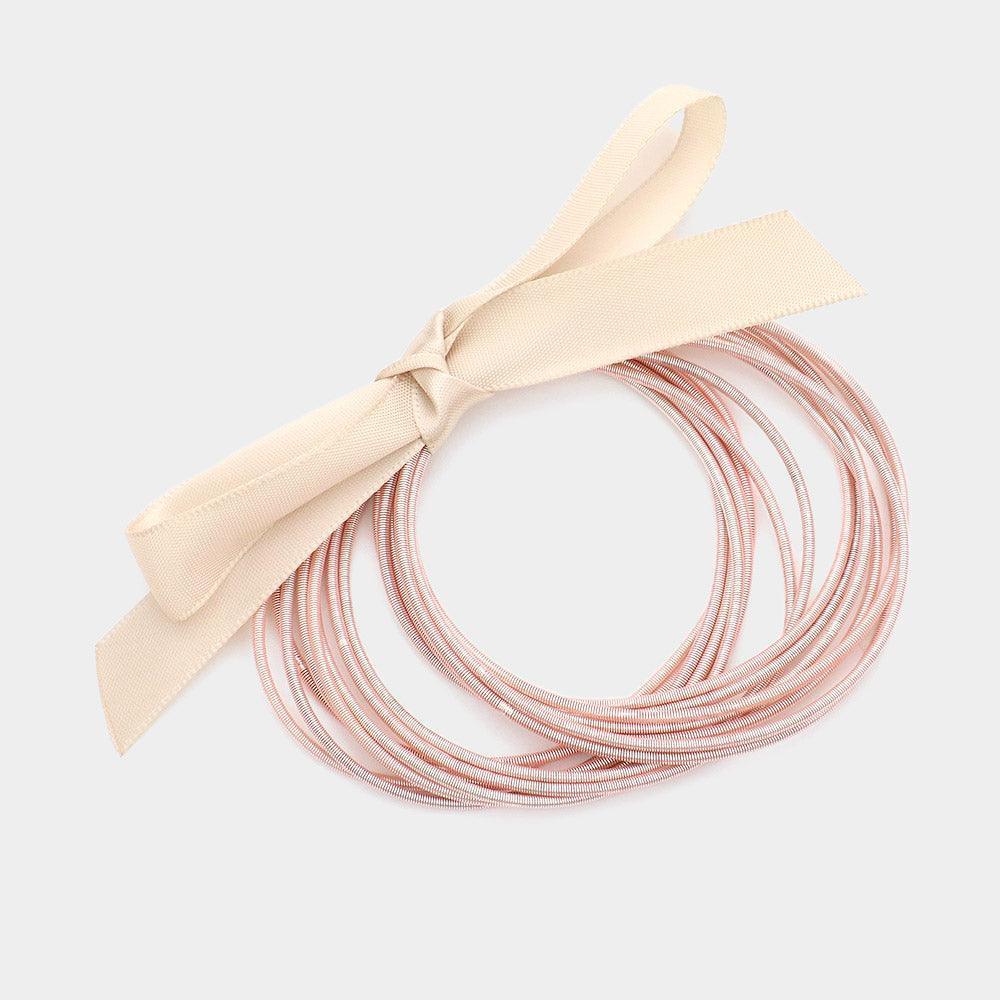 Rose Gold 15PCS Guitar String Stackable Stretch Bracelets - Jewelry Store by Erik Rayo