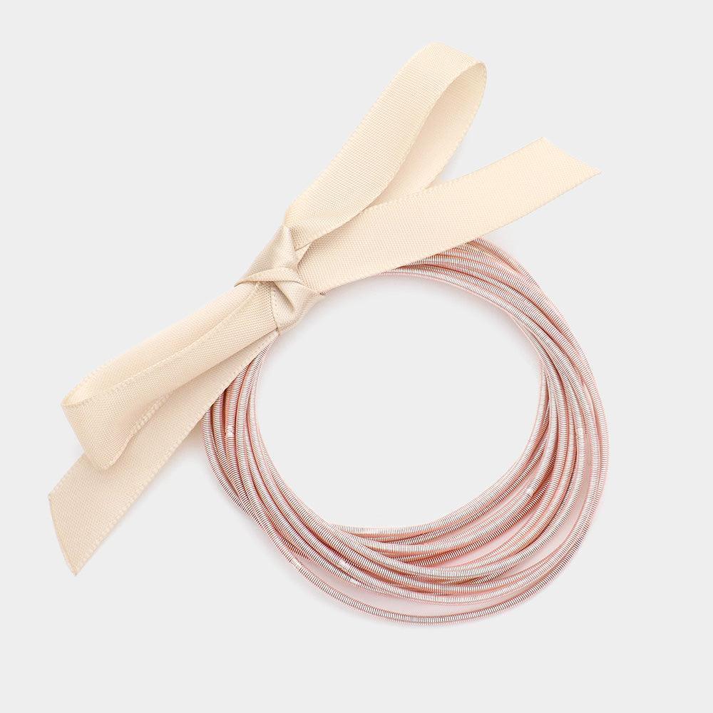 Rose Gold 15PCS Guitar String Stackable Stretch Bracelets - Jewelry Store by Erik Rayo