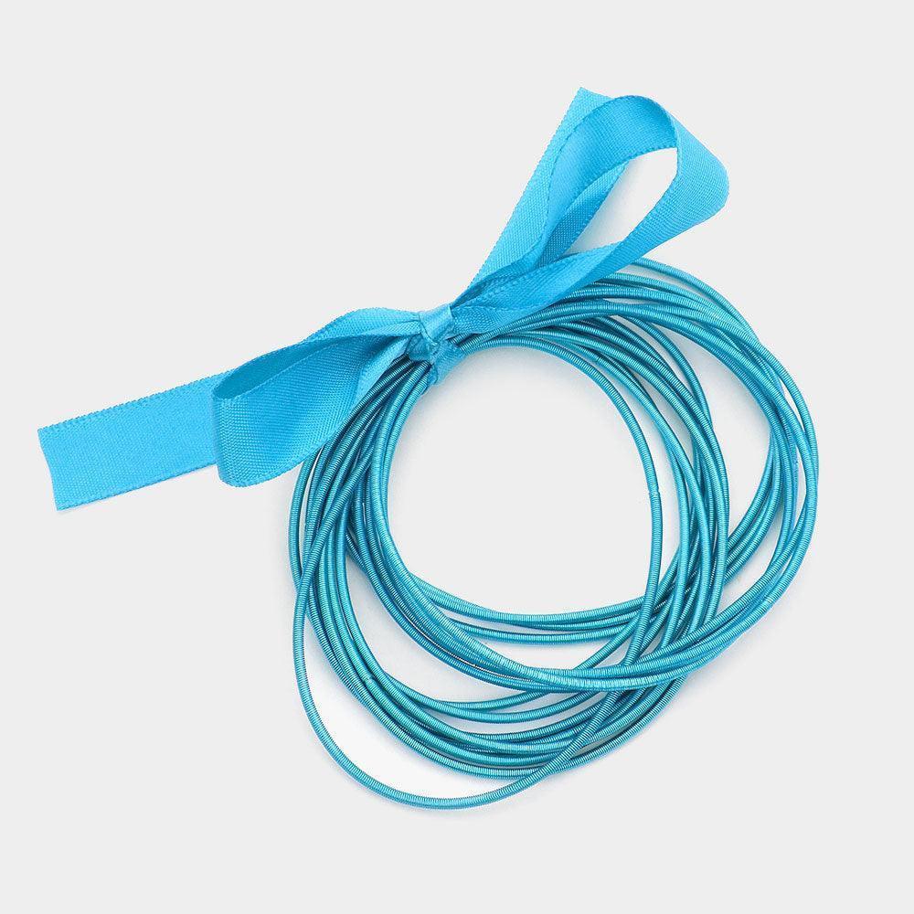 Turquoise 15PCS - Guitar String Stackable Stretch Bracelets - Jewelry Store by Erik Rayo