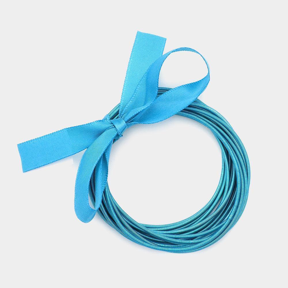 Turquoise 15PCS - Guitar String Stackable Stretch Bracelets - Jewelry Store by Erik Rayo
