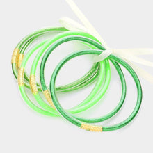 Load image into Gallery viewer, Green 6PCS - Glitter Jelly Tube Bangle Bracelets
