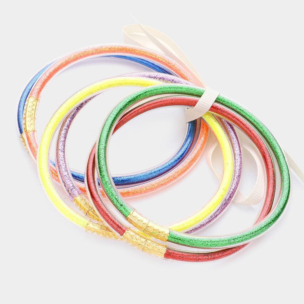 6PCS - Glitter Jelly Tube Bangle Bracelets - Jewelry Store by Erik Rayo