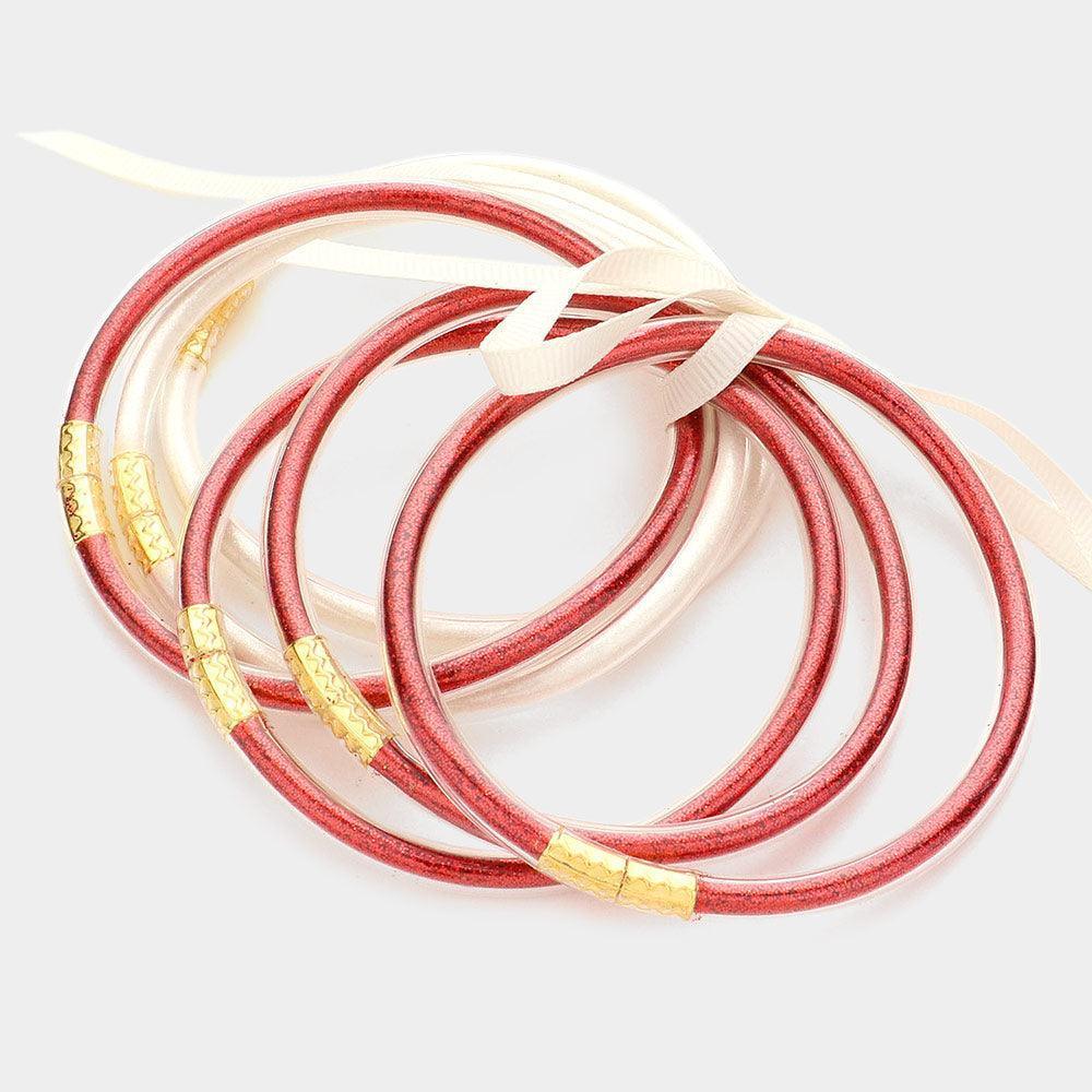 White 6PCS - Glitter Jelly Tube Bangle Bracelets - Jewelry Store by Erik Rayo