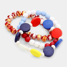 Load image into Gallery viewer, Red 3PCS - Colorful Wood Faceted Bead Stretch Layered Bracelets
