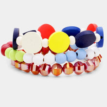 Load image into Gallery viewer, Red 3PCS - Colorful Wood Faceted Bead Stretch Layered Bracelets
