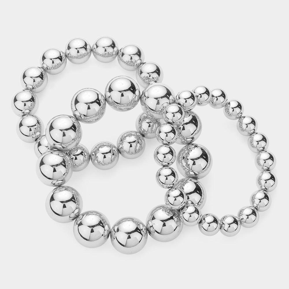 3PCS - Metal Ball Stretch Multi Layered Bracelets - Jewelry Store by Erik Rayo