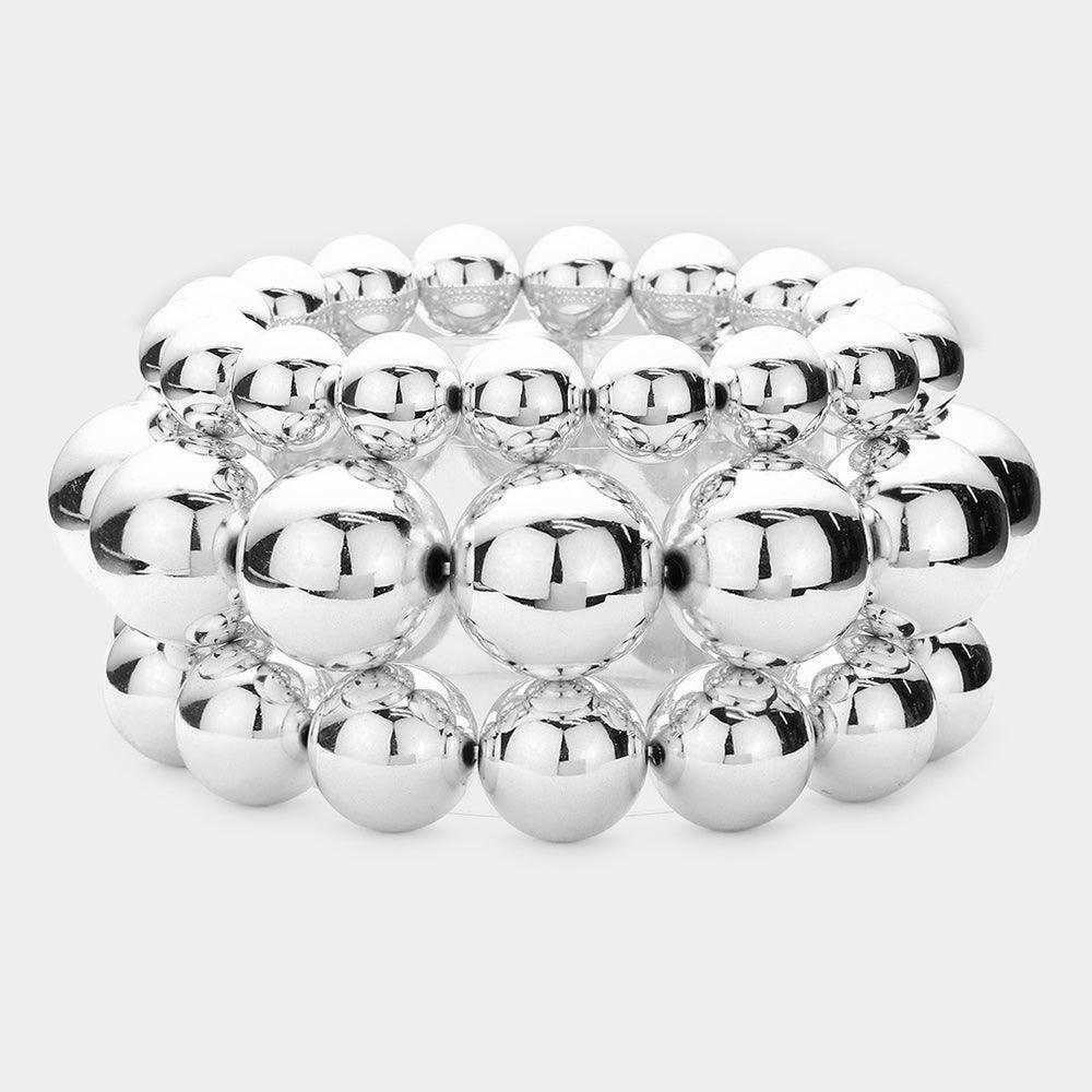 3PCS - Metal Ball Stretch Multi Layered Bracelets - Jewelry Store by Erik Rayo