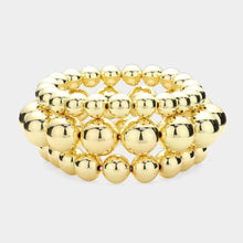 Load image into Gallery viewer, Gold 3PCS  Metal Ball Stretch Multi Layered Bracelets
