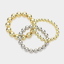 Load image into Gallery viewer, Gold 3PCS  Metal Ball Stretch Multi Layered Bracelets
