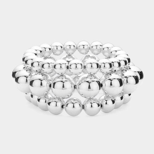 3PCS - Metal Ball Stretch Multi Layered Bracelets - Jewelry Store by Erik Rayo