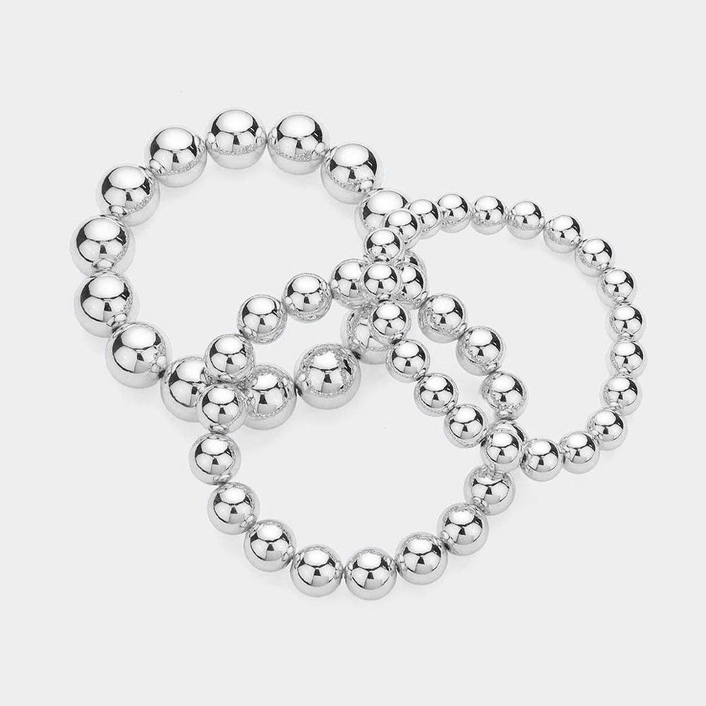 3PCS - Metal Ball Stretch Multi Layered Bracelets - Jewelry Store by Erik Rayo