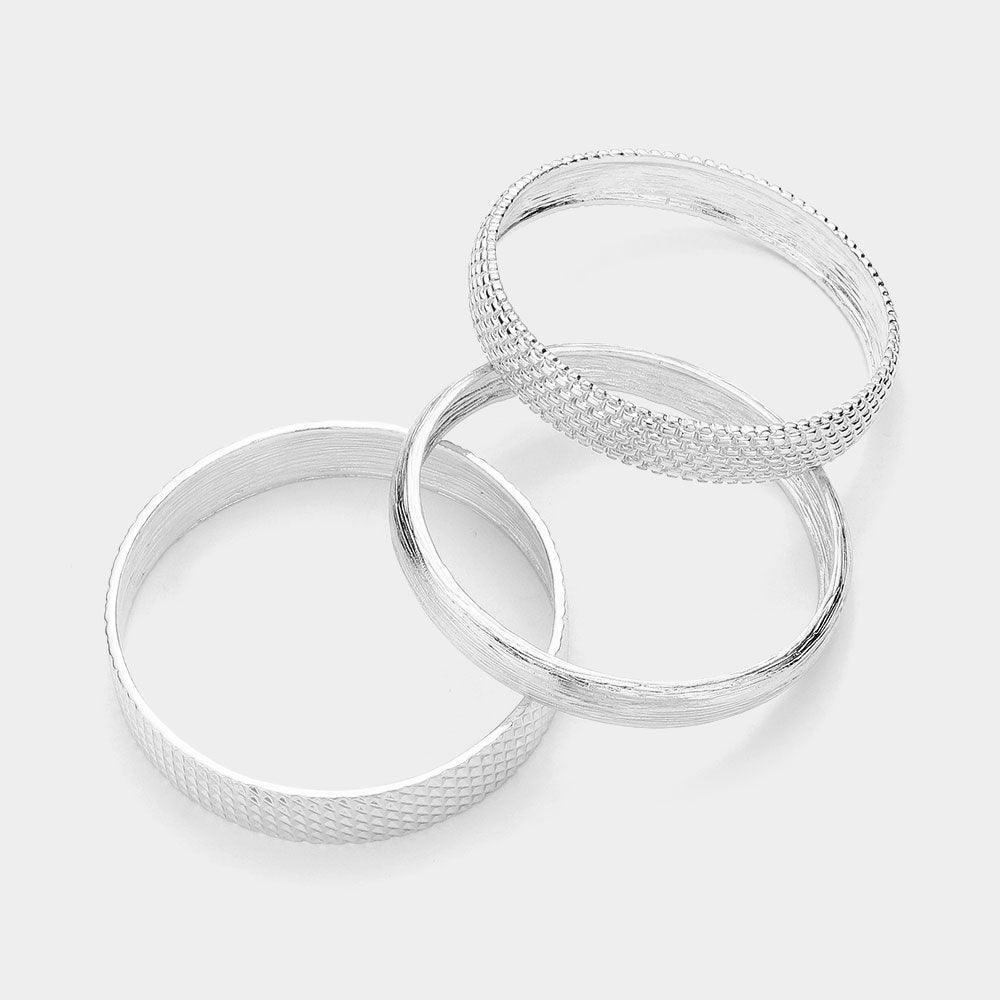 3PCS - Textured Metal Multi Layered Bangle Bracelets - Jewelry Store by Erik Rayo