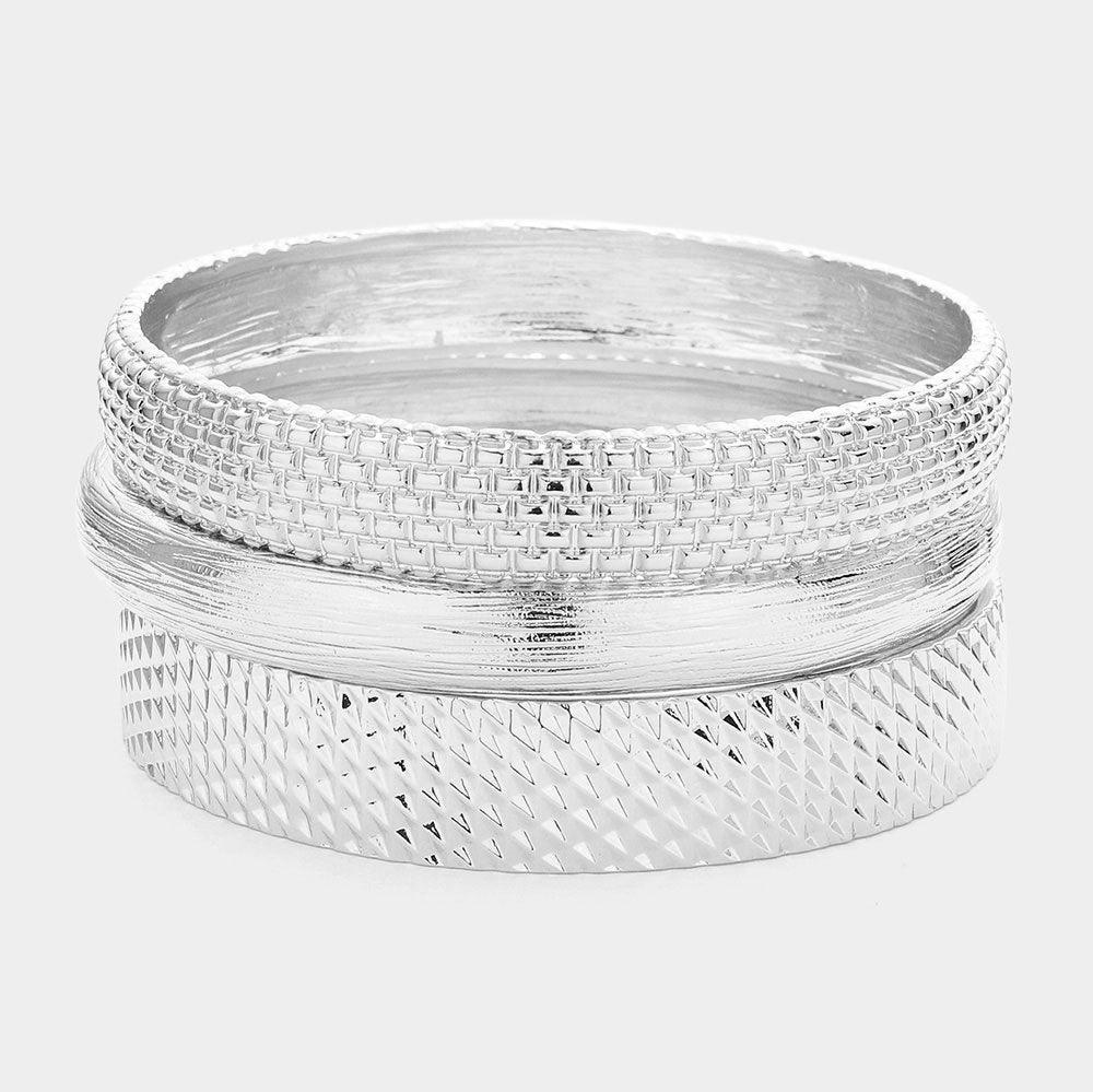 3PCS - Textured Metal Multi Layered Bangle Bracelets - Jewelry Store by Erik Rayo