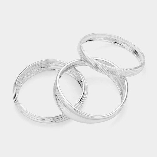 3PCS - Worn Metal Multi Layered Bangle Bracelets - Jewelry Store by Erik Rayo