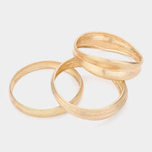 Load image into Gallery viewer, Gold 3PCS  Worn Metal Multi Layered Bangle Bracelets
