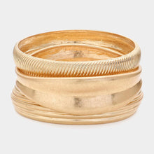 Load image into Gallery viewer, Gold 3PCS  Worn Metal Multi Layered Bangle Bracelets
