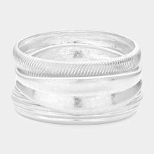 Load image into Gallery viewer, Silver 3PCS  Worn Metal Multi Layered Bangle Bracelets
