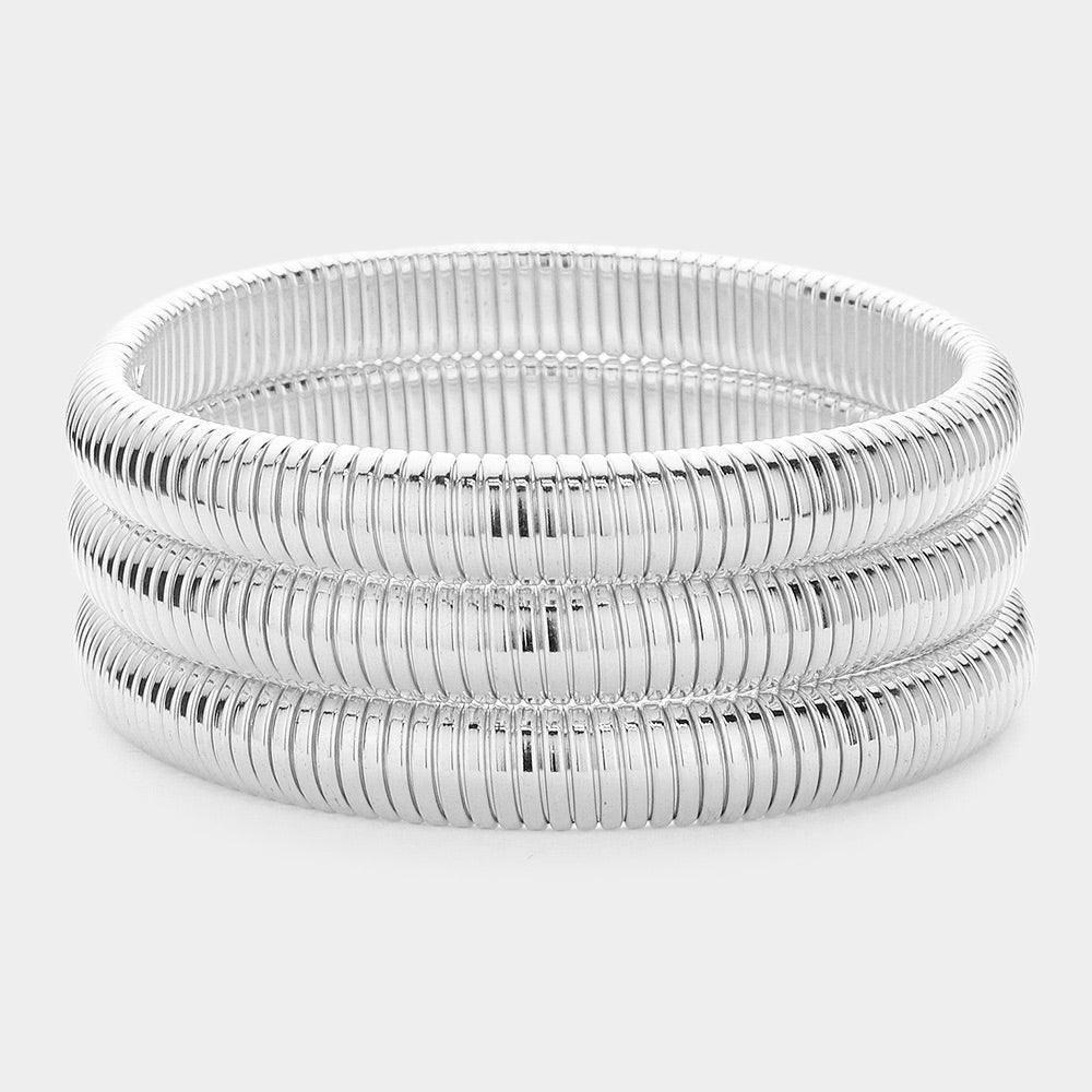 3PCS - Metal Cable Multi Layered Bangle Bracelets - Jewelry Store by Erik Rayo