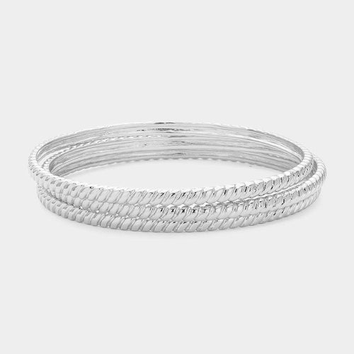 3PCS - Textured Metal Multi Layered Bangle Bracelets - Jewelry Store by Erik Rayo