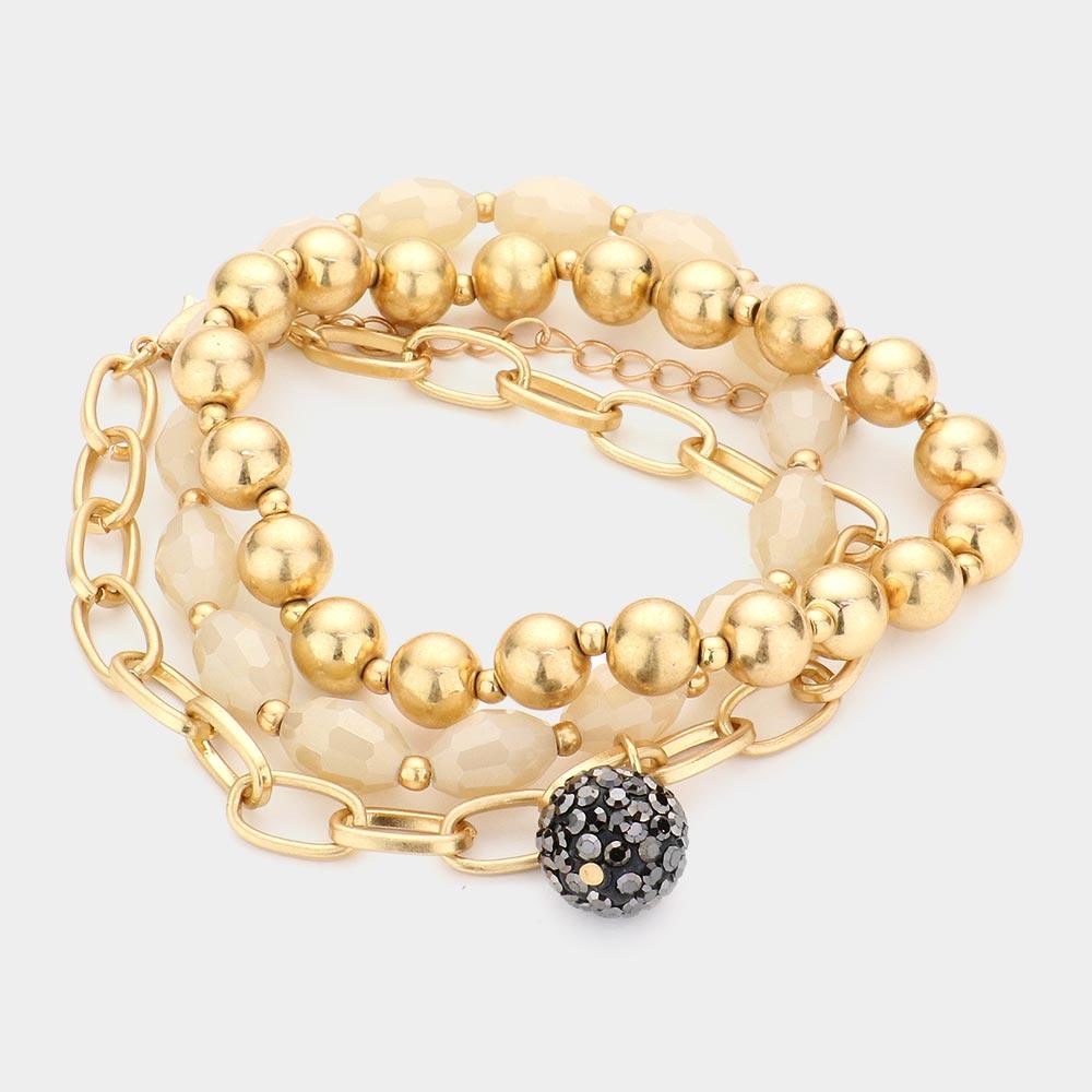 3PCS Shamballa Ball Charm Metal Ball Beaded Bracelets - Jewelry Store by Erik Rayo