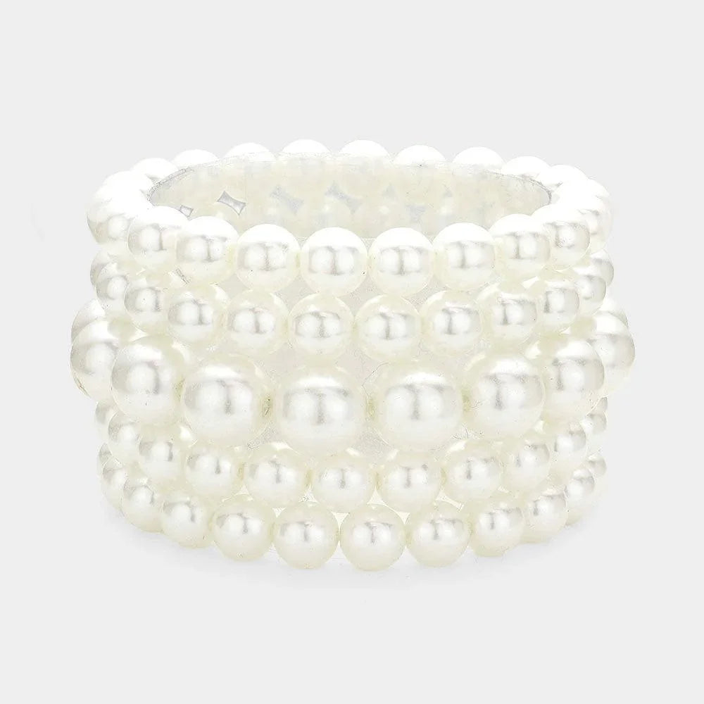 Cream 5PCS - Pearl Stretch Bracelets - Jewelry Store by Erik Rayo