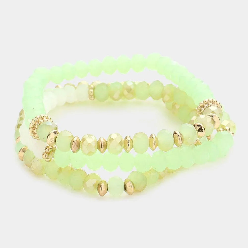 3PCS Faceted bead strand stack stretch bracelets - Jewelry Store by Erik Rayo