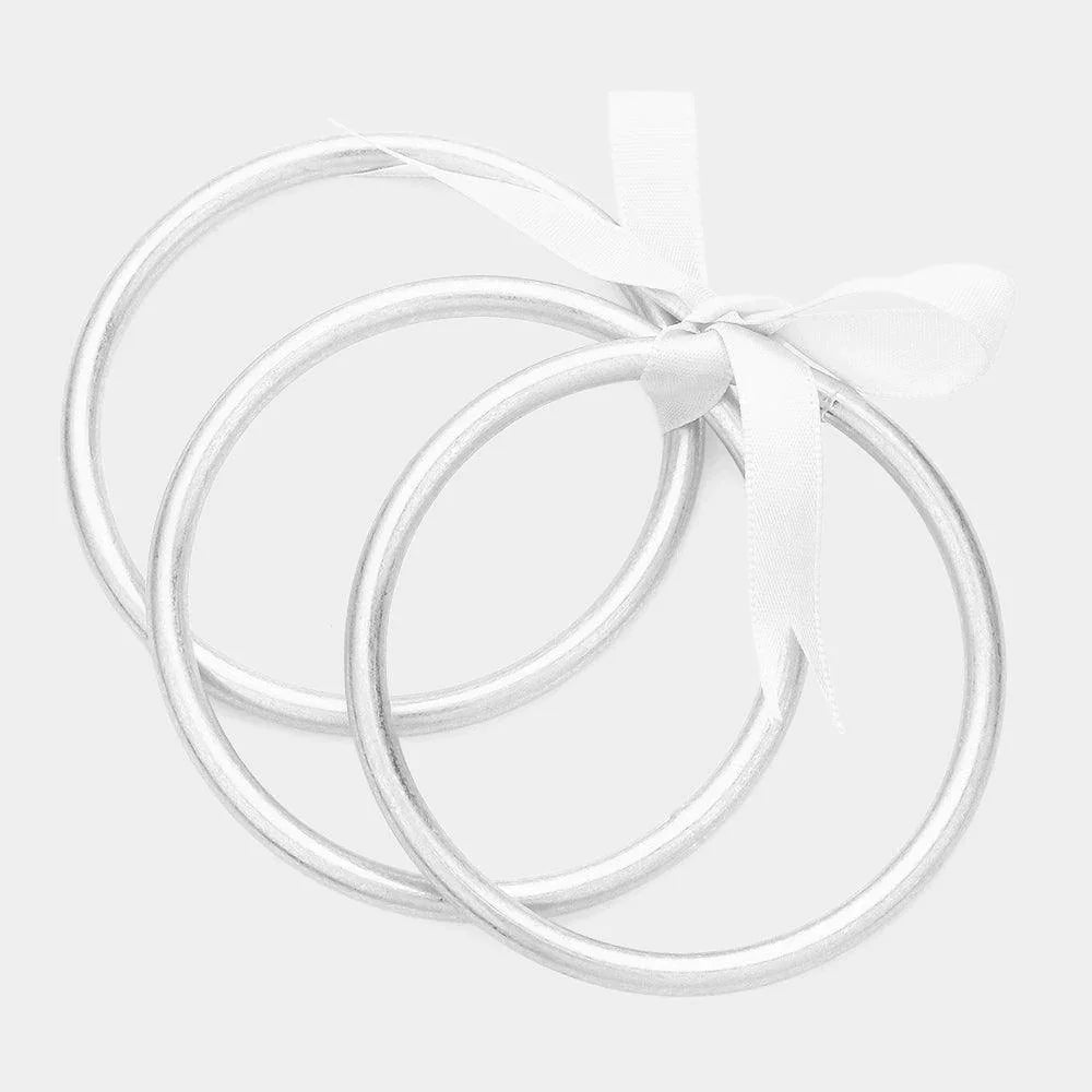 Silver 3PCS Metal Bangle Bracelets - Jewelry Store by Erik Rayo