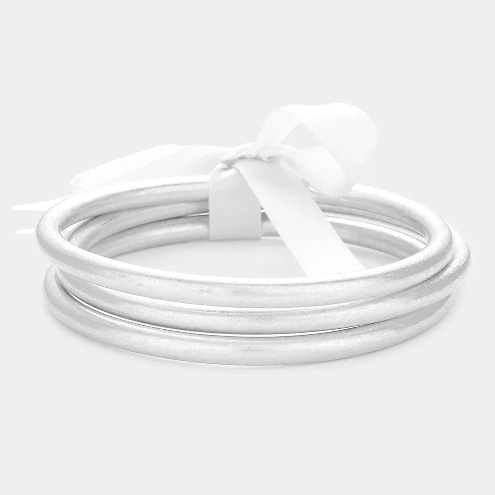 Silver 3PCS Metal Bangle Bracelets - Jewelry Store by Erik Rayo