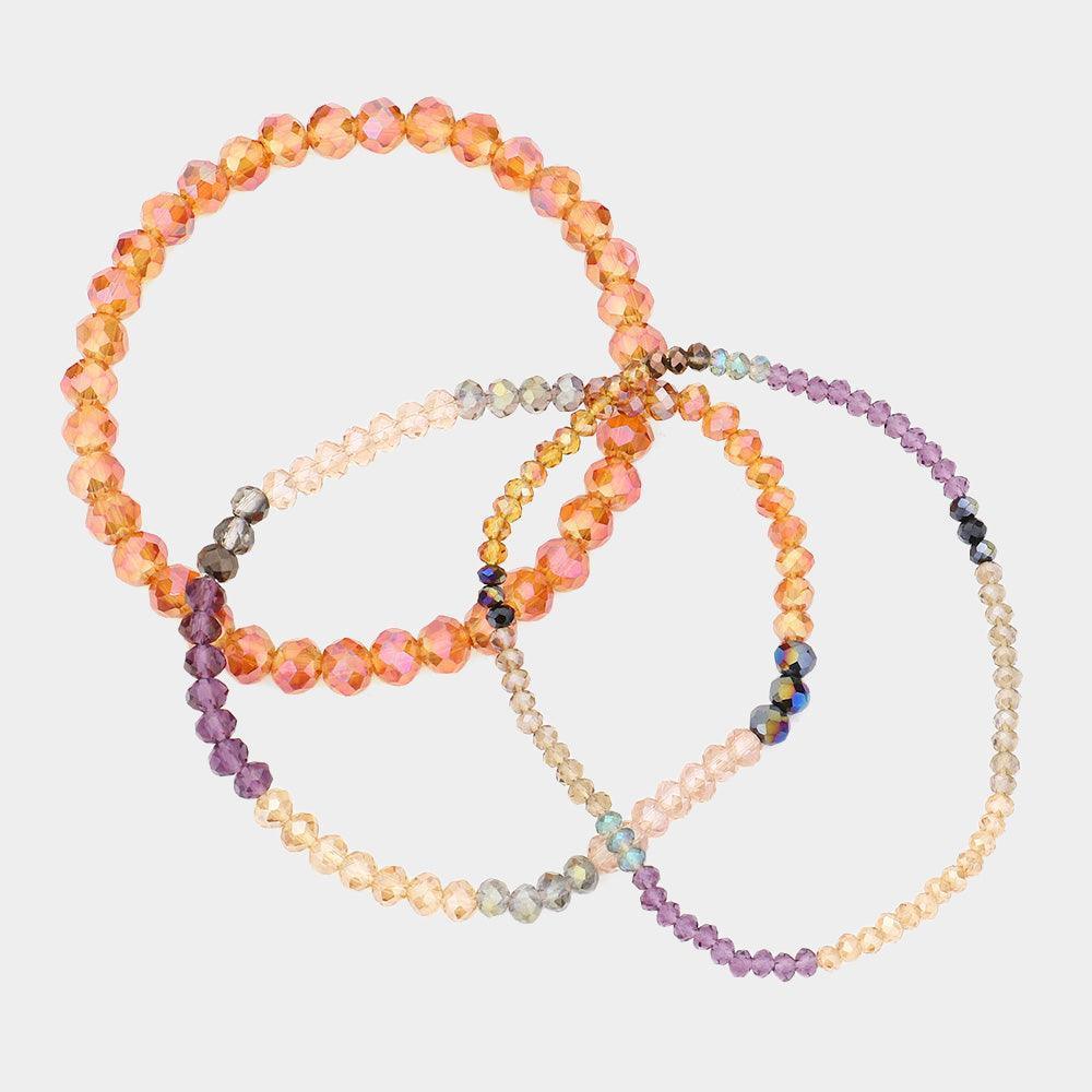 Brown 3PCS - Faceted Beads Multi Layered Bracelets - Jewelry Store by Erik Rayo