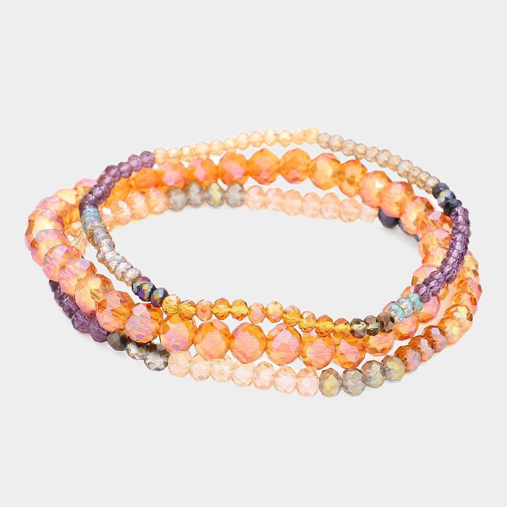 Brown 3PCS - Faceted Beads Multi Layered Bracelets - Jewelry Store by Erik Rayo