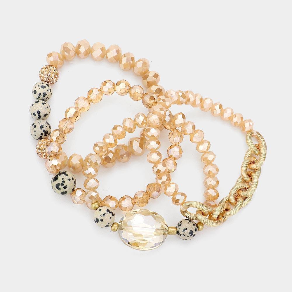 4PCS - Multi Bead Accent Fireball Strand Stretch Bracelets - Jewelry Store by Erik Rayo