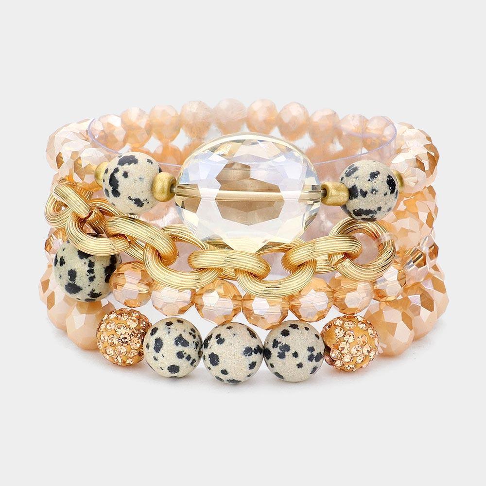 4PCS - Multi Bead Accent Fireball Strand Stretch Bracelets - Jewelry Store by Erik Rayo