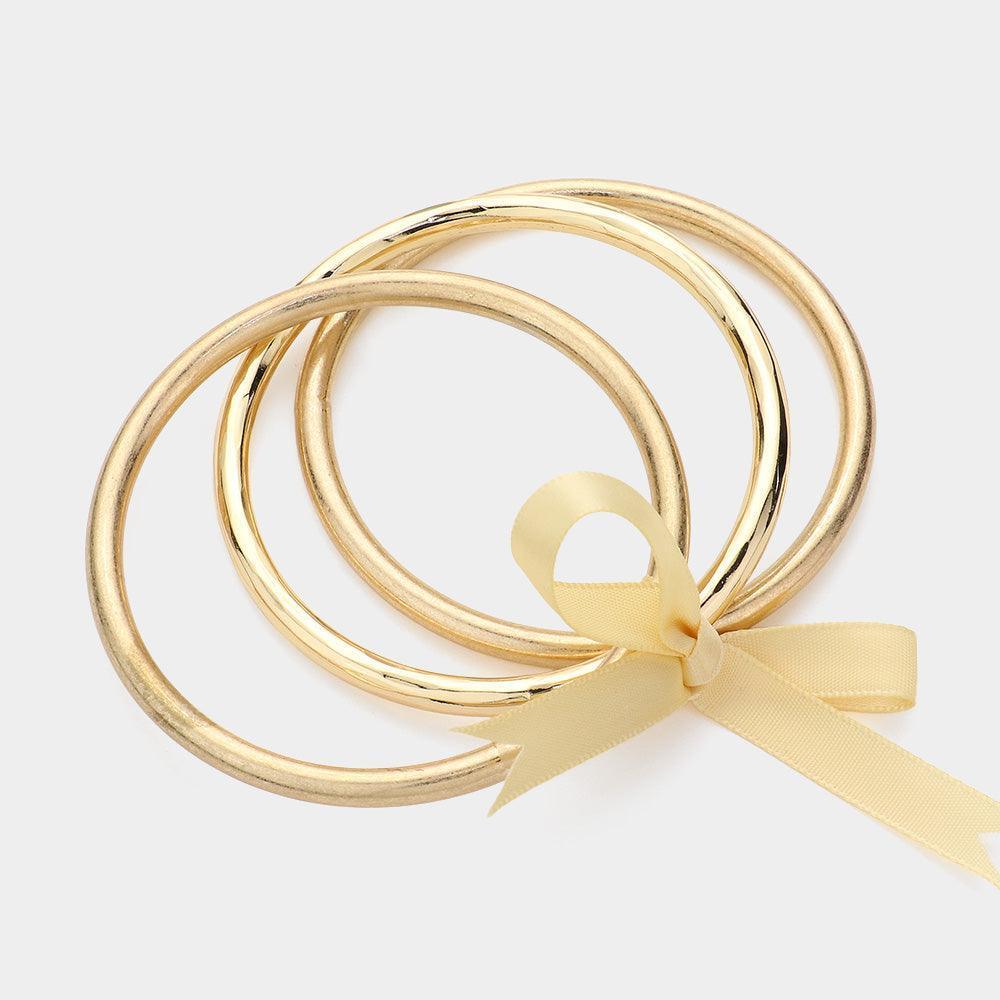 Gold 3PCS Metal Multi Layered Bangle Bracelets - Jewelry Store by Erik Rayo