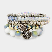 Load image into Gallery viewer, Gray 5PCS  Multi Beaded Shamballa Accented Stretch Bracelets
