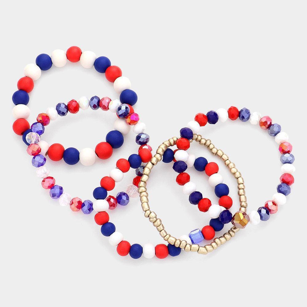 5PCS - Multi Strand Wood Beaded Stretch Bracelets - Jewelry Store by Erik Rayo