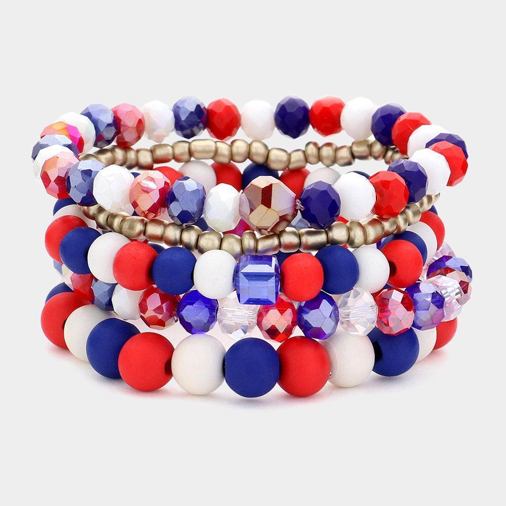 5PCS - Multi Strand Wood Beaded Stretch Bracelets - Jewelry Store by Erik Rayo