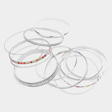 Load image into Gallery viewer, 12PCS - Stackable Stone Embellished Metal Bangle Bracelets
