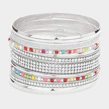 Load image into Gallery viewer, 12PCS - Stackable Stone Embellished Metal Bangle Bracelets
