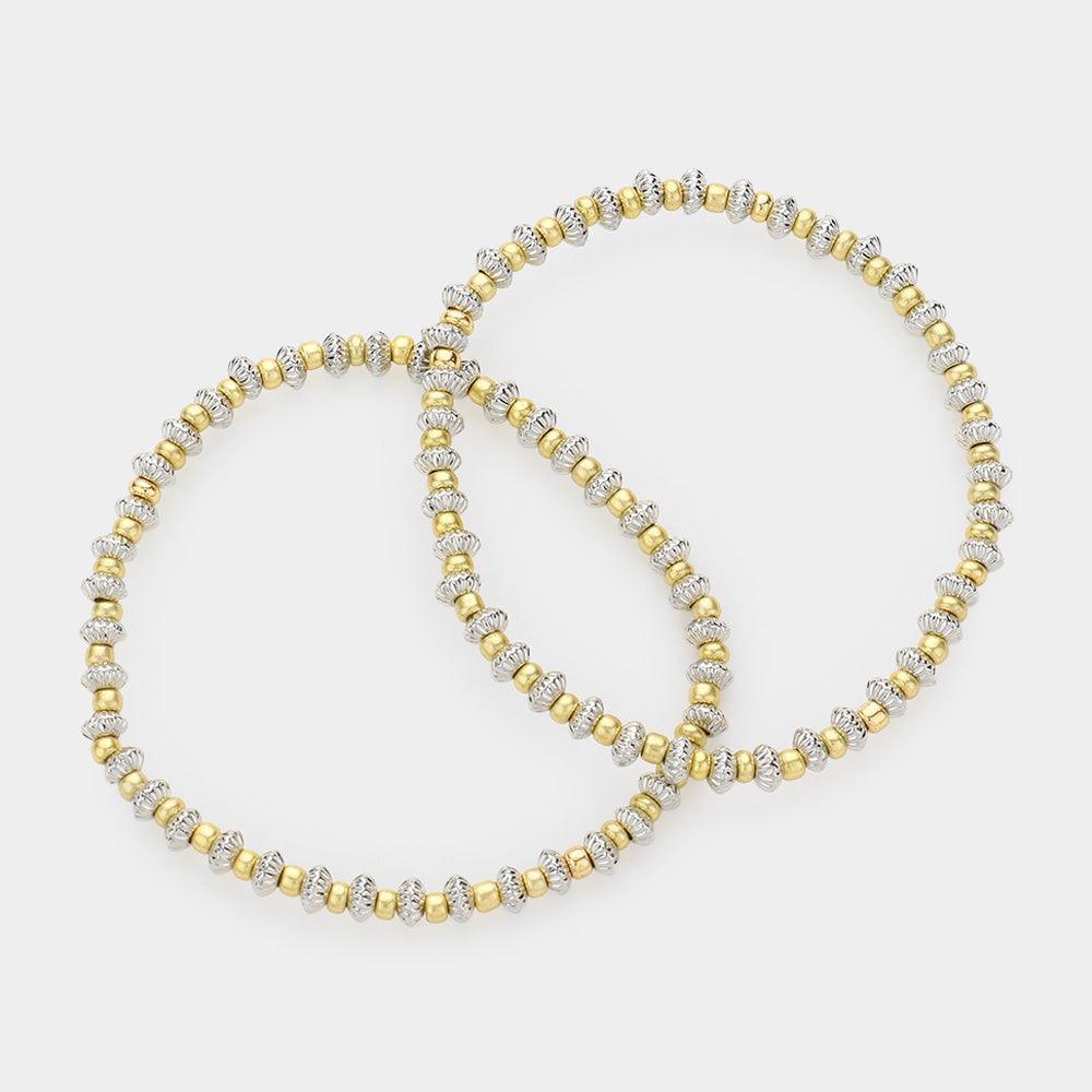 2PCS - Metal Ball Beaded Stretch Bracelet - Jewelry Store by Erik Rayo