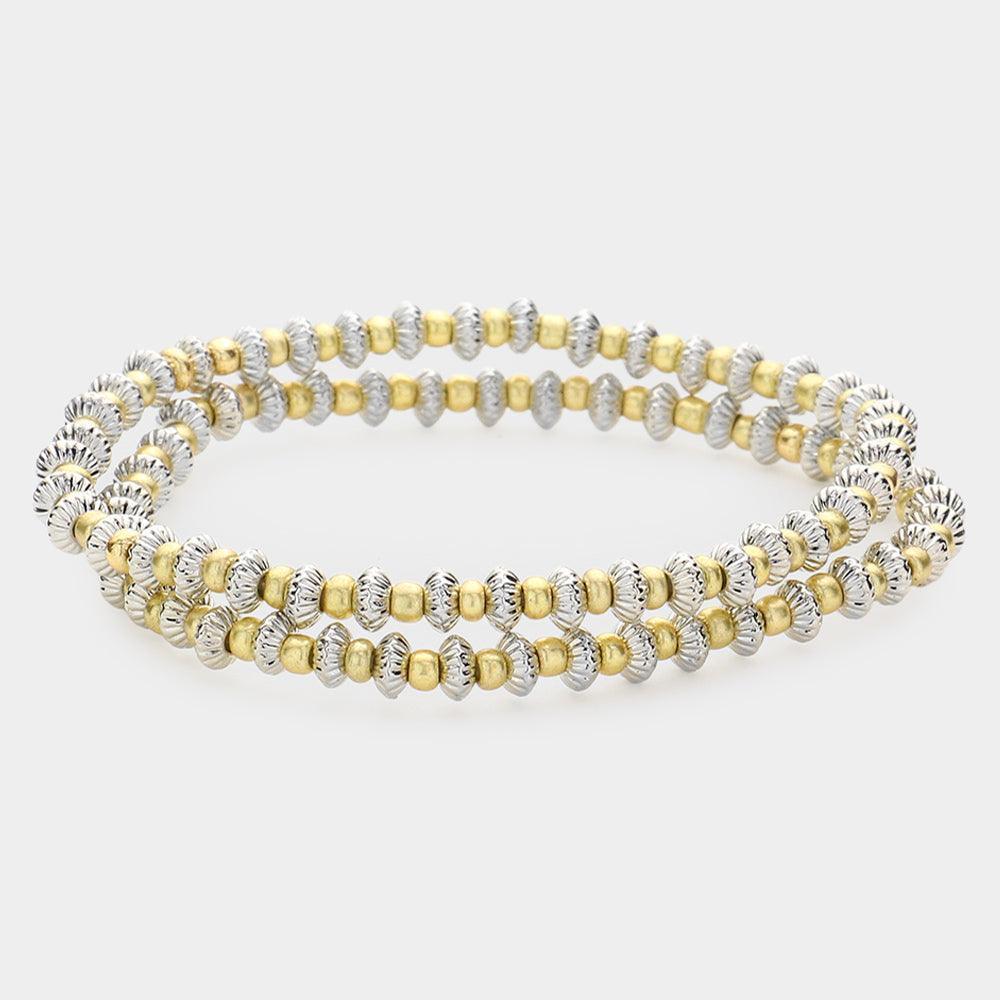 2PCS - Metal Ball Beaded Stretch Bracelet - Jewelry Store by Erik Rayo