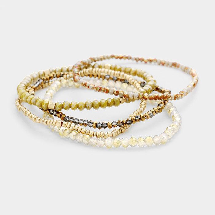 Green 5PCS Multi Beaded Stretch Bracelets - Jewelry Store by Erik Rayo