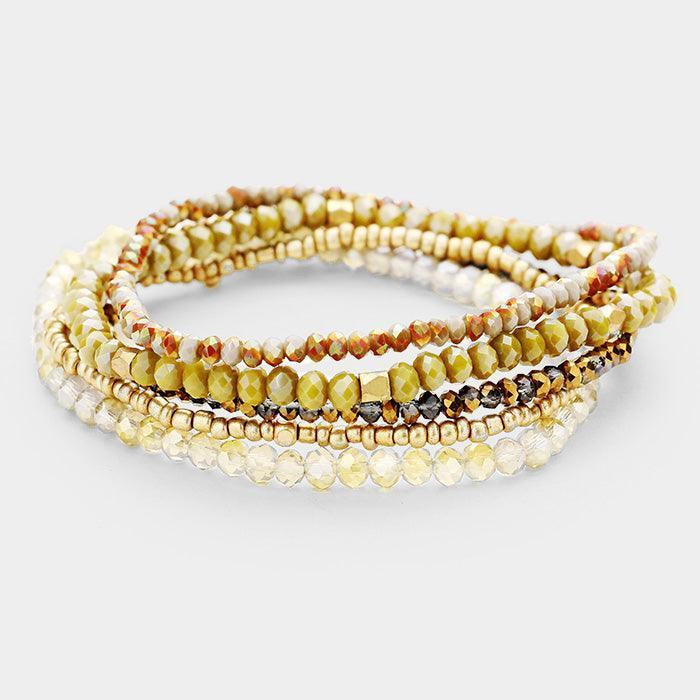 Green 5PCS Multi Beaded Stretch Bracelets - Jewelry Store by Erik Rayo