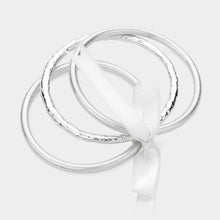 Load image into Gallery viewer, Silver 3PCS  Metal Multi Layered Bangle Bracelets
