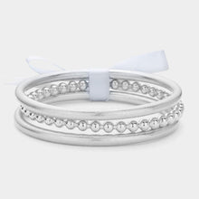 Load image into Gallery viewer, Silver 3PCS  Brushed Metal Multi Layered Bangle Bracelets
