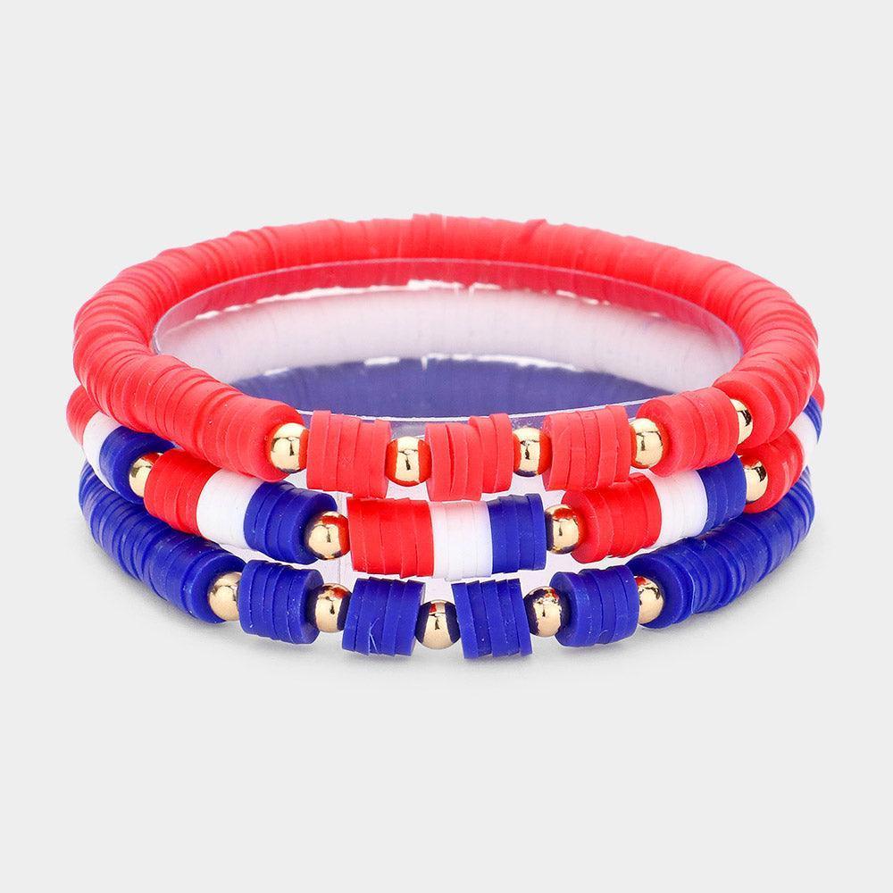 3PCS - American USA Flag Heishi Beads Bracelets - Jewelry Store by Erik Rayo