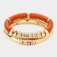 Load image into Gallery viewer, Orange Resin Heishi Beaded Stretch Multi Layered Bracelets
