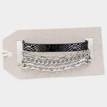 Load image into Gallery viewer, Silver 
2PCS  Snake Skin Magnetic and Metal Chain Layered Bracelets
